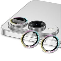 Dteck for Samsung Galaxy S24 FE Camera Lens Protector, Glitter Bling Individual Metal Ring Tempered Glass Lens Slim Cover, Strong Adsorption Scratch Resistant Ultra-Thin HD Clear Lens Cover, Colorful
