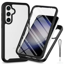 Dteck for Samsung Galaxy S24 FE Case with Built-in Screen Protector, Full Body Drop Protection Dual Layer Shockproof Rugged Clear Cover for Samsung Galaxy S24 FE 5G,Black