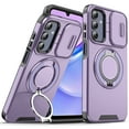 thumbnail image 1 of Dteck for Samsung Galaxy S24 FE Case with Camera Cover Sliding, Compatible with MagSafe Wireless Charing & Magnetic Car Mount, Rotating Kickstand Shockproof Cover Rugged Case for Galaxy S24 FE,Purple, 1 of 9
