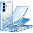 thumbnail image 1 of Dteck for Samsung Galaxy S24 FE Case Glitter, Compatible with MagSafe, Full Body Shockproof Phone Case with Built-in Tempered Glass Screen Protector Camera Lens Protection, Blue, 1 of 7