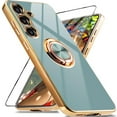 thumbnail image 1 of Dteck for Samsung Galaxy S24 FE Case with Screen Protector, Built-in 360° Rotation Ring Holder Magnetic Stand, Luxury Shiny Plating Edge Shockproof Electroplated Protective Cover,Gray, 1 of 5