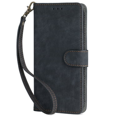 Dteck for Samsung Galaxy S24 FE Case Wallet with RFID Blocking Credit Card Holder Matte PU Leather Folio Flip Stand Phone Case with Wrist Strap for Samsung Galaxy S24 FE 2024,Black