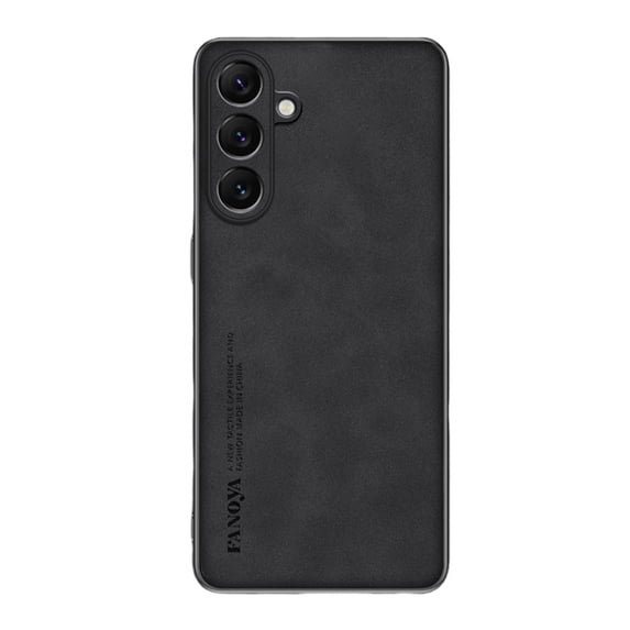 Dteck for Samsung Galaxy S24 FE Slim Back Case, Luxury Shockproof Business Retro Premium PU Leather Hybrid Case Cover, Anti-Drop Protective Cover with Lens Protection,Black