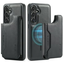 Dteck for Samsung Galaxy S24 Magnetic Case with Detachable Wallet Card Holder, Compatible with MagSafe, RFID Blocking Credit Slots Kickstand Shockproof Phone Cover for Women Men,Black