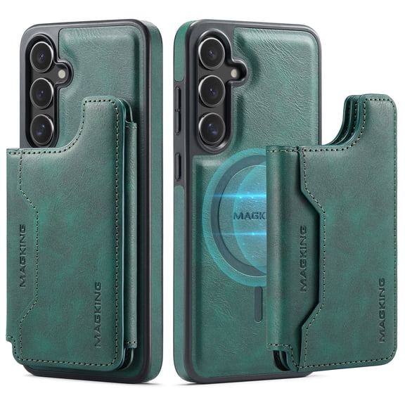 Dteck for Samsung Galaxy S24 Magnetic Case with Detachable Wallet Card Holder, Compatible with MagSafe, RFID Blocking Credit Slots Kickstand Shockproof Phone Cover for Women Men,Green