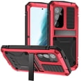 thumbnail image 1 of Dteck for Samsung Galaxy S24 Metal Case with Kickstand Screen Protector Camera Cover, S24 Sturdy Military Armor Durable Full Body Heavy Duty Shockproof Drop Tested Outdoor Case,Red, 1 of 9