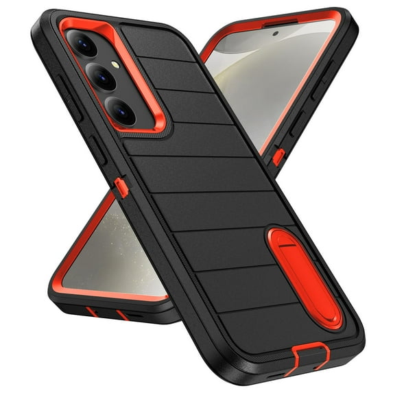 Dteck for Samsung Galaxy S24 Plus Case with Invisible Kickstand, 10FT Military Protection S24 Plus Case, Heavy Duty Shockproof S24 Plus Phone Case Non-Slip Slim Case for Samsung S24+ Plus,Black Orange