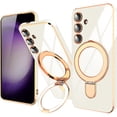 thumbnail image 1 of Dteck for Samsung Galaxy S24 Plus Case with Magnetic Ring Stand, Compatible with MagSafe, Full Camera Lens Protection, Luxury Plating Slim Cover Samsung S24 Plus Phone Cases for Women Men,White, 1 of 4
