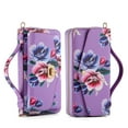 thumbnail image 1 of Dteck for Samsung Galaxy S24 Plus Case with Strap, Floral Leather Zipper Wallet Handbag Detachable Removable Magnetic Case with RFID Blocking Card Holder for Samsung Galaxy S24 Plus,Purple, 1 of 9