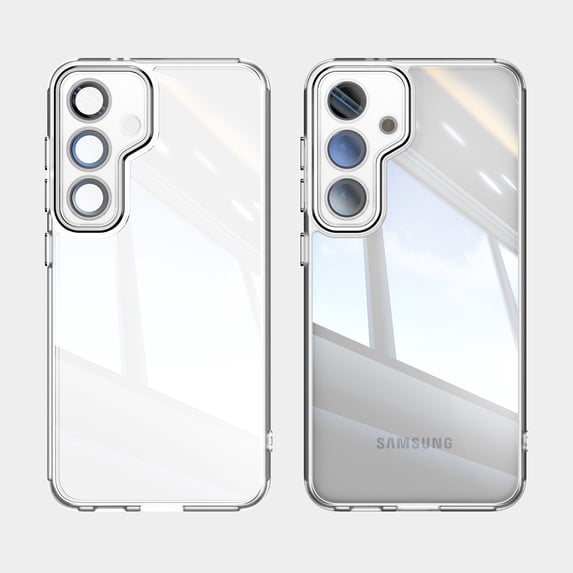 Dteck for Samsung Galaxy S24 Plus Clear Case, Shockproof Slim Clear Hard PC Back with Soft TPU Bumper Scratch Resistant Protective Transparent Anti-Scratch Phone Case, White