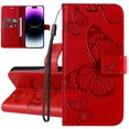 thumbnail image 1 of Dteck for Samsung Galaxy S24 Plus Phone Case Wallet with Wrist Strap, Embossed Butterfly Flip Folio PU Leather Protective Case for Samsung Galaxy S24 Plus 5G,Red, 1 of 4