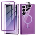 thumbnail image 1 of Dteck for Samsung Galaxy S24 Ultra Case Clear, Anti-Yellowing S24 Ultra Case with Tempered Glass Screen Protector+ Camera Lens Protector, Magnetic Phone Case for Galaxy S24 Ultra,Dark Purple, 1 of 8
