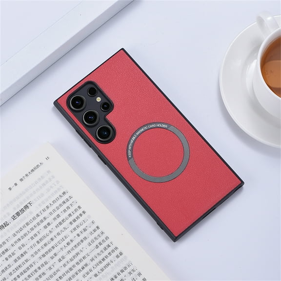 Dteck for Samsung Galaxy S24 Ultra Case Compatible with Magsafe, Magnetic Protective Slim Thin Dual Layer Shockproof Bumper Full Body Rugged Hard Back Anti-Scratch Cover, Red