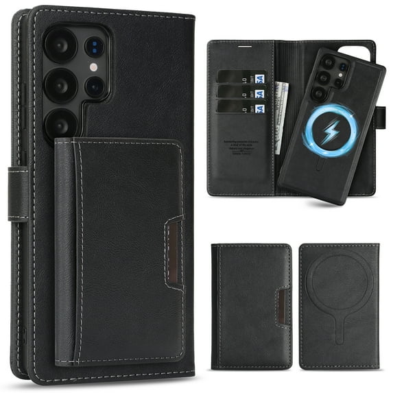 Dteck for Samsung Galaxy S24 Ultra Case Detachable Wallet Case with Card Holder, 3 in 1 PU Leather Flip Folio with RFID Blocking Stand Shockproof Phone Cover,Black