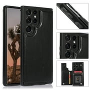 Dteck for Samsung Galaxy S24 Ultra Case,Luxury Flip Folio Leather Wallet Case Cover Card Slots and Kickstand for Girls Women,Protective Phone Case for Samsung Galaxy S24 Ultra, Black