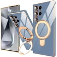 thumbnail image 1 of Dteck for Samsung Galaxy S24 Ultra Case with Magnetic Ring Stand, Compatible with MagSafe, Full Camera Lens Protection, Luxury Plating Slim Cover Samsung S24 Ultra Phone Cases for Women Men,Blue, 1 of 5