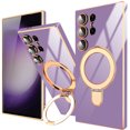 thumbnail image 1 of Dteck for Samsung Galaxy S24 Ultra Case with Magnetic Ring Stand, Compatible with MagSafe, Full Camera Lens Protection, Luxury Plating Slim Cover Samsung S24 Ultra Phone Cases for Women Men,Purple, 1 of 5