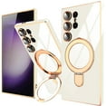 thumbnail image 1 of Dteck for Samsung Galaxy S24 Ultra Case with Magnetic Ring Stand, Compatible with MagSafe, Full Camera Lens Protection, Luxury Plating Slim Cover Samsung S24 Ultra Phone Cases for Women Men,White, 1 of 5