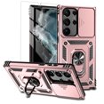 thumbnail image 1 of Dteck for Samsung Galaxy S24 Ultra Case with Screen Protector, Sliding Camera Protection Rotated Ring Kickstand Military Grade Shockproof Protective Cover for Samsung Galaxy S24 Ultra 5G,Rosegold, 1 of 8