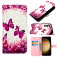 thumbnail image 1 of Dteck for Samsung Galaxy S24 Ultra Case, Shockproof Magnetic 3D PU Leather Wallet Flip Protective Phone Case with Wrist Strap Card Slots Holder Pocket Cover, Rose Butterfly, 1 of 6