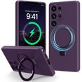 thumbnail image 1 of Dteck for Samsung Galaxy S24 Ultra Case with Stand,Slim Liquid Silicone Phone Cases for Samsung Galaxy S24 Ultra Compatible with MagSafe Magnetic Ring Kickstand Case Full Camera Protection,Deep Purple, 1 of 7