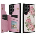 thumbnail image 1 of Dteck for Samsung Galaxy S24 Ultra Case Wallet with Card Holder, Floral Flower Pattern RFID Blocking PU Leather Kickstand Shockproof Flip Case for Women Girls,Double Magnetic Clasp,Three Roses, 1 of 7