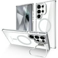 thumbnail image 1 of Dteck Samsung Galaxy S24 Ultra Clear Case with Camera Cover Stand,Military Grade Protection Compatible with MagSafe Slim Shockproof Magnetic Case Cover for Samsung Galaxy S24 Ultra ,White, 1 of 6