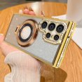 thumbnail image 1 of Dteck for Samsung Galaxy S24 Ultra Magnetic Case with Invisible Stand, Compatible with MagSafe, for Women Girls Luxury Bling Rhinestone Diamond Case for Samsung Galaxy S24 Ultra,Glitter Gold, 1 of 5