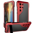 thumbnail image 1 of Dteck for Samsung Galaxy S24 Ultra Metal Case with Screen Protector Soft PET Film, Heavy Duty Military Grade Shockproof Rugged Full Body Kickstand Cover Fingerprint Compatible,Red, 1 of 1