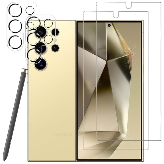 Dteck for Samsung Galaxy S24 Ultra Tempered Glass Screen Protector + Camera Lens Protector [2 + 2 Pack][Case Friendly][Anti-Scratch][Ultrasonic Fingerprint Unlock] HD Protective Film for S24 Ultra