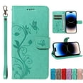 thumbnail image 1 of Dteck for Samsung Galaxy S24 Wallet Case,Women Flio Folio Cover with Butterfly Embossed PU Leather Kickstand Credit Card Holder Case with Wrist Strap for Samsung Galaxy S24,Green, 1 of 7
