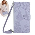 thumbnail image 1 of Dteck for Samsung Galaxy S24 Wallet Csae for Women, Sturdy PU Leather Embossed Butterfly Folio Case with Credit Card Slots Magnetic Flip Crossbody Strap Kickstand Phone Case for Samsung S24,Purple, 1 of 7