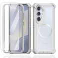 thumbnail image 1 of Dteck for Samsung Galaxy S25+ Case with Screen Protector & Metal Magnetic Wireless Charging MagSafe Ring Sticker, Dual Layer Shockproof TPU Bumper Phone Case for Samsung S25 Plus,Gray, 1 of 4
