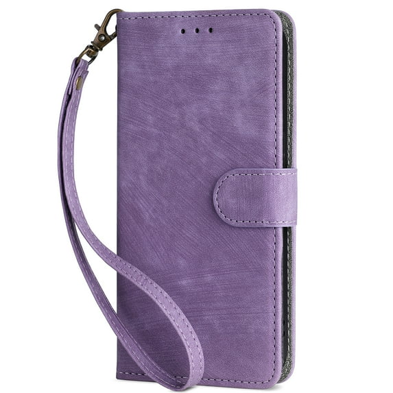 Dteck for Samsung Galaxy S25 Case Wallet with RFID Blocking Credit Card Holder Matte PU Leather Folio Flip Stand Phone Case with Wrist Strap for Samsung Galaxy S25 2025,Purple