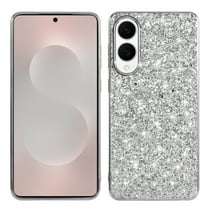 Dteck for Samsung Galaxy S25 Edge Bling Glitter Case,Shockproof Sparkly Bling Soft Silicone TPU   PC Shiny Girl Women Ultra Slim Thin Anti-Scratch Protective Cover, Silver