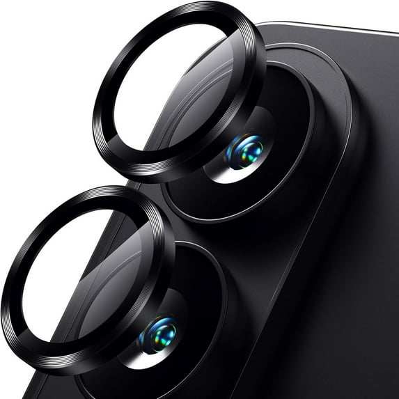 Dteck for Samsung Galaxy S25 Edge Camera Lens Protector, Edge Thin Case Friendly, 9H Shatterproof Tempered Glass with Aluminum Metal Circle Camera Screen Protector Cover Accessories,Black