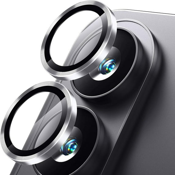 Dteck for Samsung Galaxy S25 Edge Camera Lens Protector, Edge Thin Case Friendly, 9H Shatterproof Tempered Glass with Aluminum Metal Circle Camera Screen Protector Cover Accessories,Silver