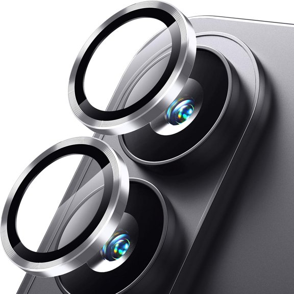 Dteck for Samsung Galaxy S25 Edge Camera Lens Protector, Edge Thin Case Friendly, 9H Shatterproof Tempered Glass with Aluminum Metal Circle Camera Screen Protector Cover Accessories,Silver