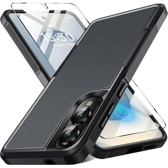 Dteck for Samsung Galaxy S25 Edge Case with Screen Protector, Military Grade Drop Protection Dual Layer Heavy Duty Shockproof Protective Phone Case for Samsung S25 Edge 2025,Black