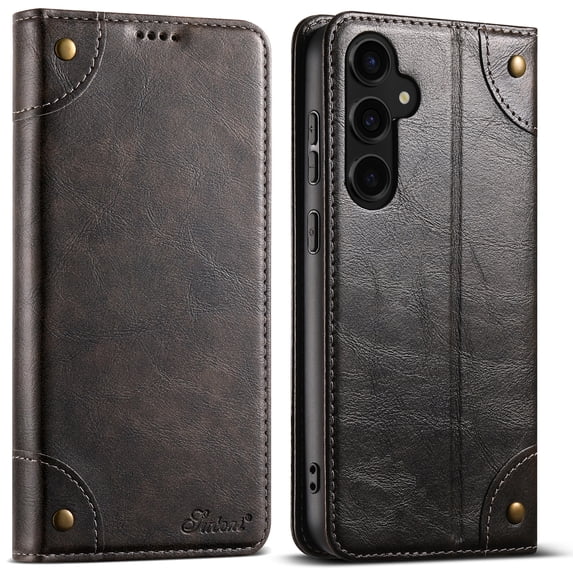 Dteck for Samsung Galaxy S25+ Leather Case Wallet Folio Case Book Design Magnetic Closure with Stand and ID Holder Credit Card Slots for Samsung Galaxy S25 Plus 6.7" 2025,Black
