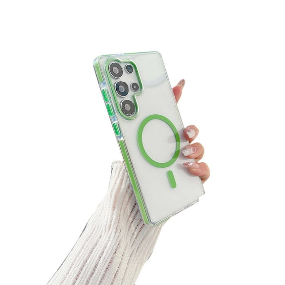 Dteck for Samsung Galaxy S25 Plus Case Clear for Girls Women, Magnetic Transparent Crystal Back PC + TPU Case Military Grade Shockproof Phone Cover, Green