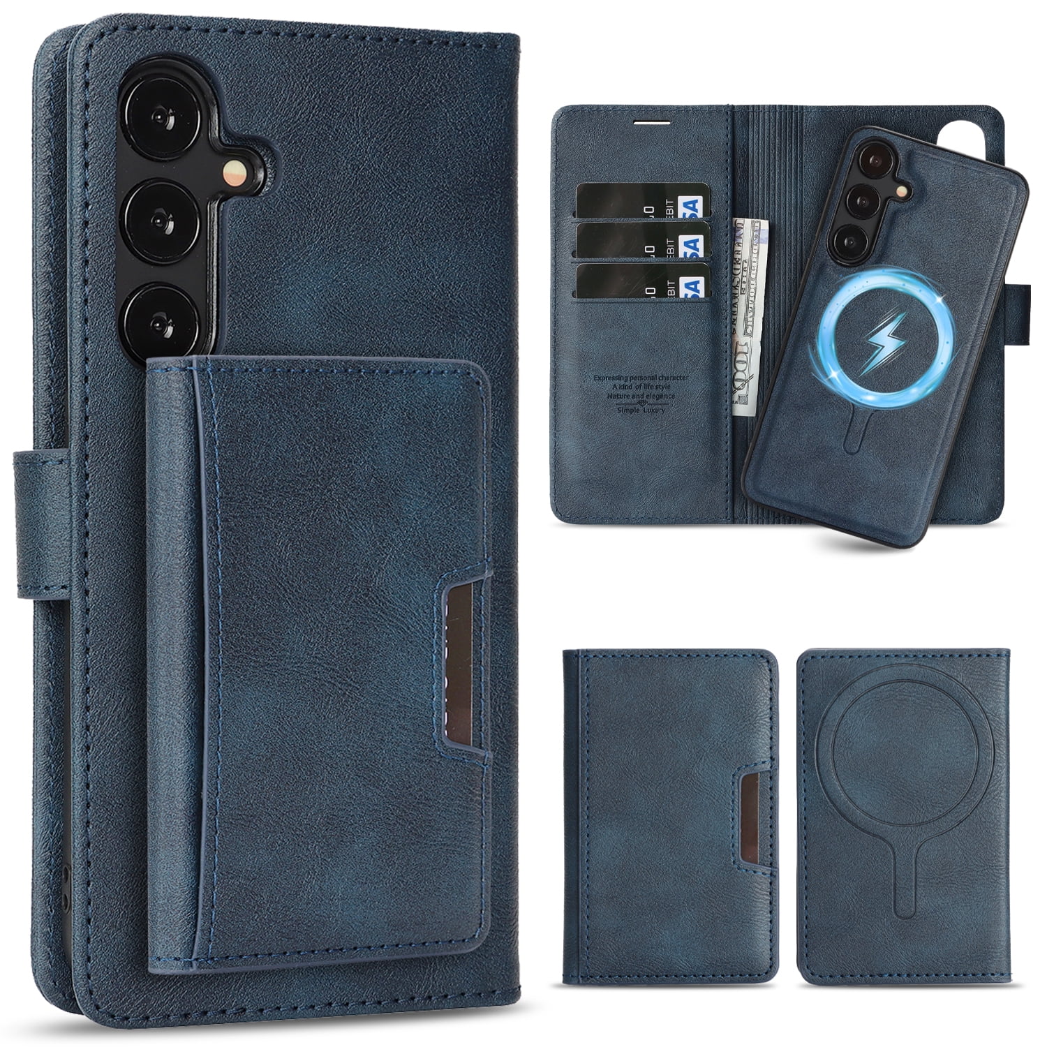Dteck for Samsung Galaxy S25 Plus Case Detachable Wallet Case with Card Holder, 3 in 1 PU Leather Flip Folio with RFID Blocking Stand Shockproof Phone Cover 6.7",Blue
