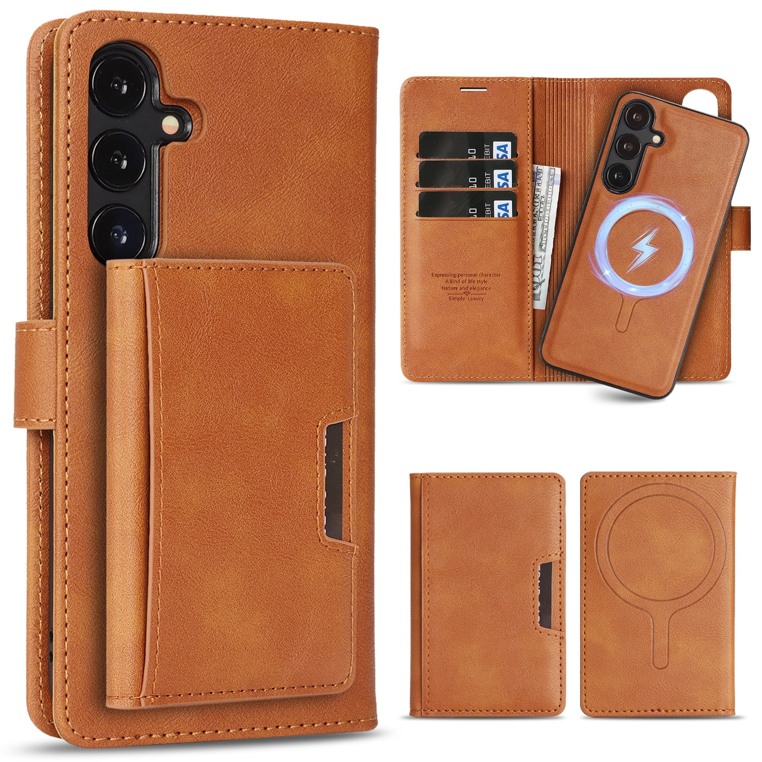 Dteck for Samsung Galaxy S25 Plus Case Detachable Wallet Case with Card Holder, 3 in 1 PU Leather Flip Folio with RFID Blocking Stand Shockproof Phone Cover 6.7",Brown