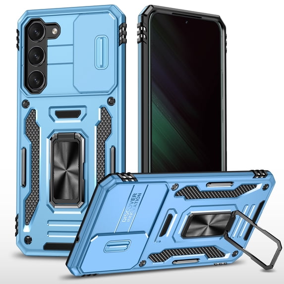 Dteck for Samsung Galaxy S25 Plus Case with Ring Holder Kickstand, Magnetic Rugged Hybrid Case with Dual Protection Military Grade Drop Protection Rugged Case for Samsung Galaxy S25+, Lightblue