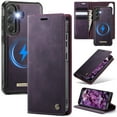 thumbnail image 1 of Dteck For Samsung Galaxy S25 Plus Magnetic Detachable Wallet Case, Shockproof PU Leather TPU Flip Stand with Card & Cash Slot Wireless Charging Anti-Scratch Cover, Purple, 1 of 12