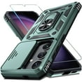 thumbnail image 1 of Dteck for Samsung Galaxy S25 Plus/S24 Plus Case Built in Slide Camera Lens Cover+Screen Protector+Finger Ring Holder Kickstand,Heavy Duty Shockproof Full Body Phone Cover for S24+/S25+,Deep Green, 1 of 7