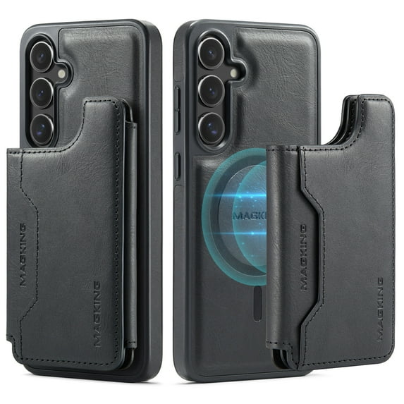 Dteck for Samsung Galaxy S25 Plus/S25+ Magnetic Case with Detachable Wallet Card Holder, Compatible with MagSafe, RFID Blocking Credit Slots Kickstand Shockproof Phone Cover for Women Men,Black