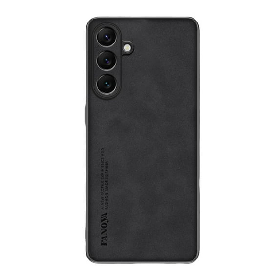 Dteck for Samsung Galaxy S25 Slim Back Case, Luxury Shockproof Business Retro Premium PU Leather Hybrid Case Cover, Anti-Drop Protective Cover with Lens Protection,Black