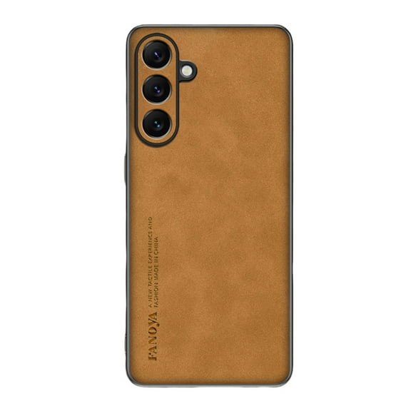 Dteck for Samsung Galaxy S25 Slim Back Case, Luxury Shockproof Business Retro Premium PU Leather Hybrid Case Cover, Anti-Drop Protective Cover with Lens Protection,Brown