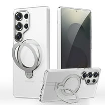 Dteck For Samsung Galaxy S25 Ultra Case with 360° Spin Magnetic Ring Stand,Shockproof TPU PC Case Compatible with Mag Safe Ring Holder Kickstand Cover,Clear
